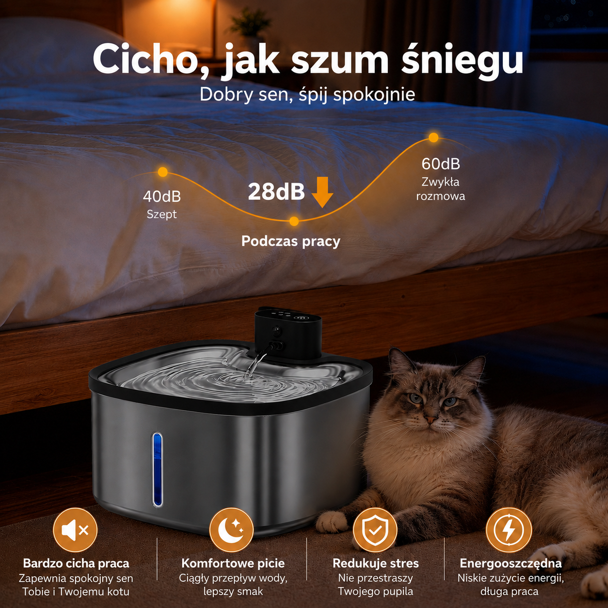 Cicoov 3,5L Inteligentna Fontanna dla Kota z Czujnikiem Ruchu-6