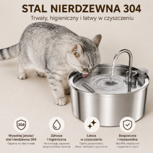 Cicoov 3L Automatyczna Fontanna dla Kota ze Stali Nierdzewnej-1